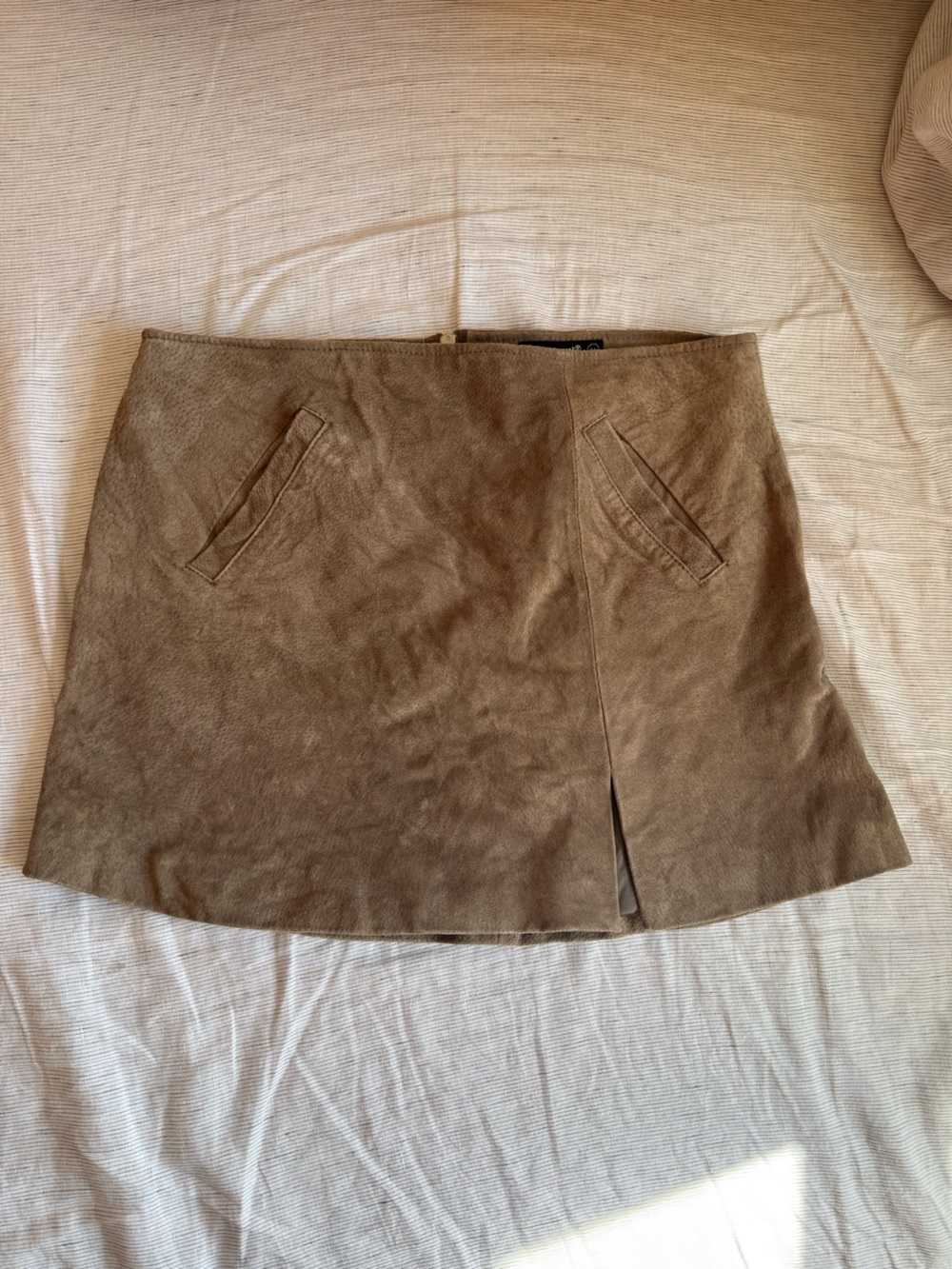 Blank NYC Brown Genuine Suede A-Line Mini Skirt